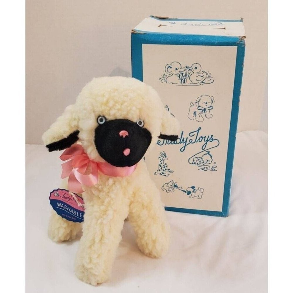 Vintage Trudy Toys Ivory Little Lamb Collectable Plush with Original Tags Box